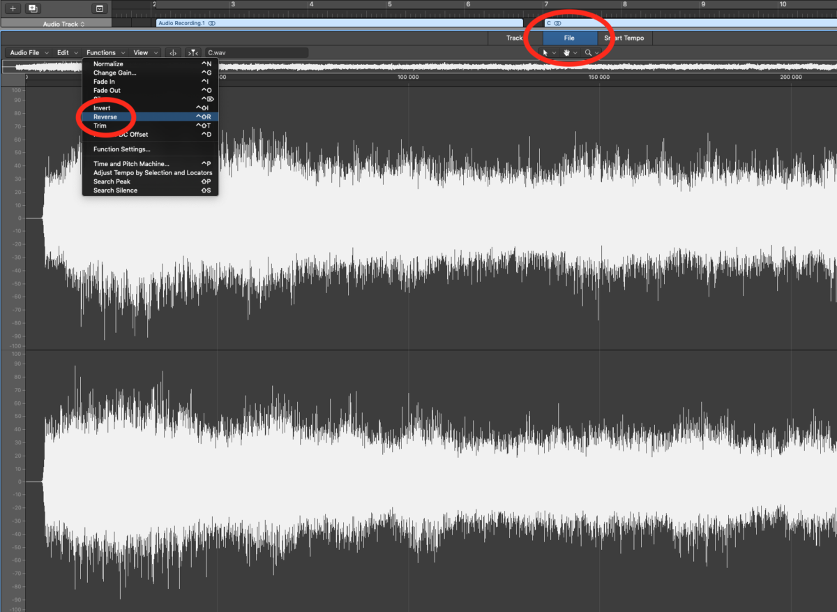 Logic Pro - Reverse Audio File