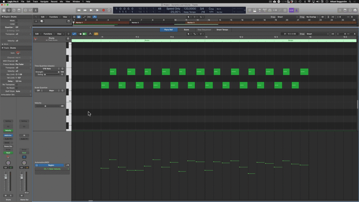 Velocity Crescendo in Logic (straight)