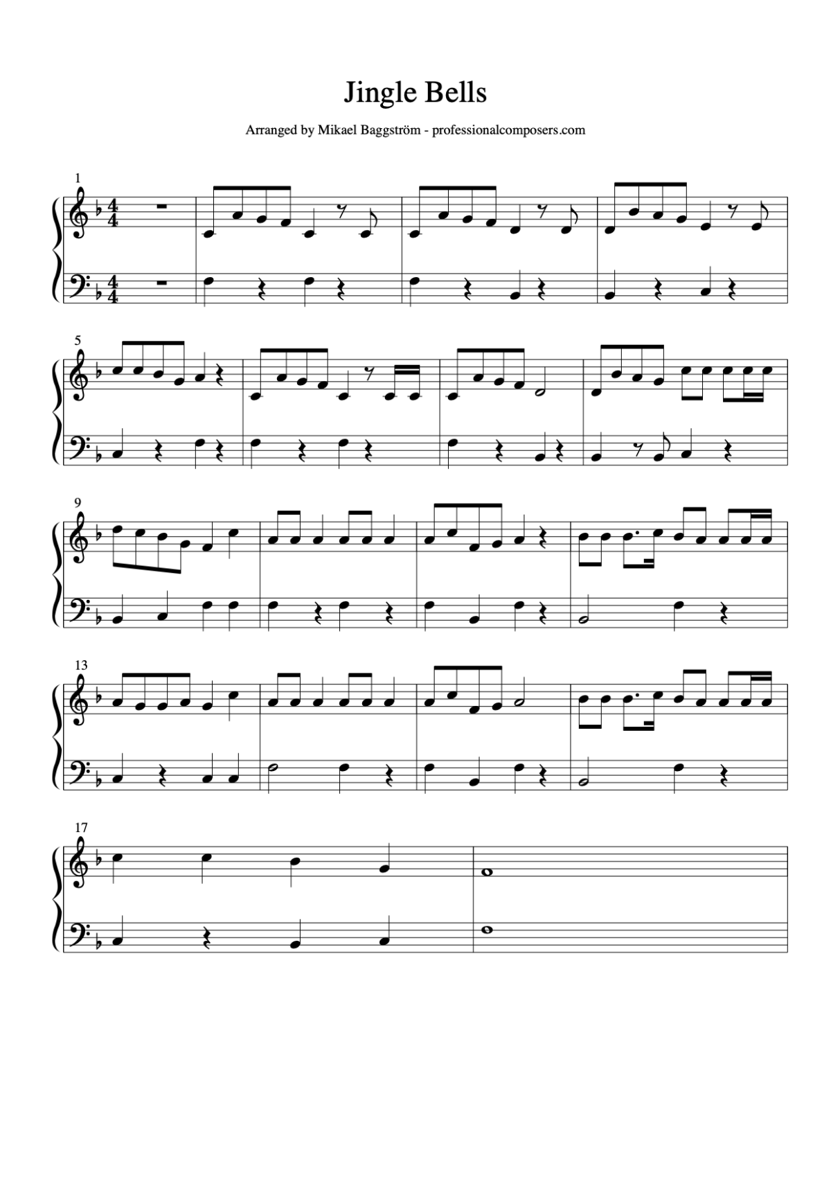 Jingle Bells Sheet Music Free Printable Professional Composers