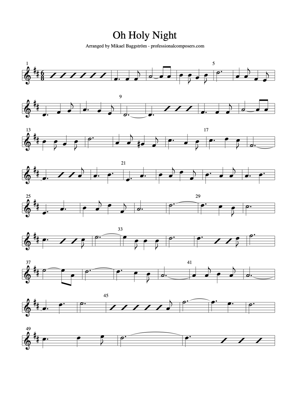 Oh Holy Night - Sheet Music (Free Printable)
