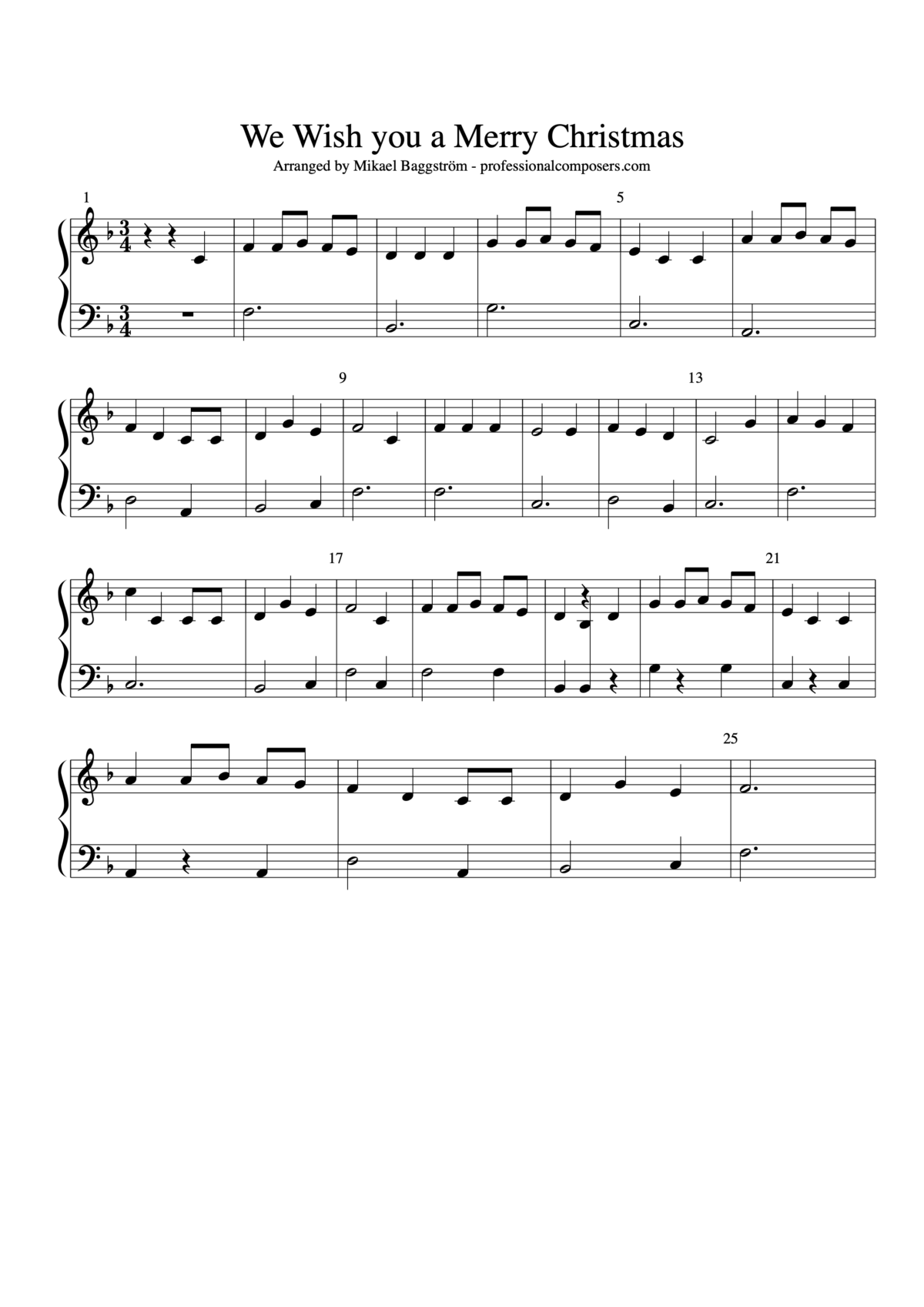 We Wish you a Merry Christmas – Sheet Music (Free Printable ...